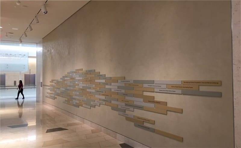 Decorative plaster wall at the Museum of the Bible, Washington DC